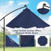 Giantex Patio Umbrella 10 Ft, Pool Umbrellas with 32 LED Lights Solar Powered Offset Umbrella, 8 Ribs Cantilever Umbrella with Tilting Adjustment, Heavy-Duty Outdoor Umbrellas(Navy)