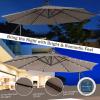 Giantex Patio Umbrella 10 Ft, Pool Umbrellas with 32 LED Lights Solar Powered Offset Umbrella, 8 Ribs Cantilever Umbrella with Tilting Adjustment, Heavy-Duty Outdoor Umbrellas(Tan)