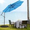 Giantex Patio Umbrella 10 Ft, Pool Umbrellas with 32 LED Lights Solar Powered Offset Umbrella, 8 Ribs Cantilever Umbrella with Tilting Adjustment, Heavy-Duty Outdoor Umbrellas(Blue)