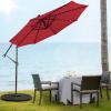 Giantex Patio Umbrella 10 Ft, Pool Umbrellas with 32 LED Lights Solar Powered Offset Umbrella, 8 Ribs Cantilever Umbrella with Tilting Adjustment, Heavy-Duty Outdoor Umbrellas(Burgundy)