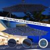 Giantex Patio Umbrella 10 Ft, Pool Umbrellas with 32 LED Lights Solar Powered Offset Umbrella, 8 Ribs Cantilever Umbrella with Tilting Adjustment, Heavy-Duty Outdoor Umbrellas(Navy)