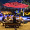 Giantex Patio Umbrella 10 Ft, Pool Umbrellas with 32 LED Lights Solar Powered Offset Umbrella, 8 Ribs Cantilever Umbrella with Tilting Adjustment, Heavy-Duty Outdoor Umbrellas(Burgundy)