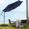 Giantex Patio Umbrella 10 Ft, Pool Umbrellas with 32 LED Lights Solar Powered Offset Umbrella, 8 Ribs Cantilever Umbrella with Tilting Adjustment, Heavy-Duty Outdoor Umbrellas(Navy)