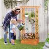 Giantex Raised Garden Bed with Trellis & Hanging Roof, Wood Planter Box with Bottom and Drainage Holes, Freestanding Garden Planter for Flower Vegetable Fruit Herb Climbing Vines (79″ x 17.5″ x 45″)(1)