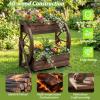 Giantex Wooden Wagon Planter Box, 2-Tier Garden Planter with Drainage Holes for Flowers Herbs Vegetables, Indoor Outdoor Decorative Planter Container for Patio Garden Balcony (1)(1)