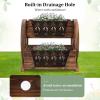 Giantex Wooden Wagon Planter Box, Garden Planter with Drainage Holes & Wheels for Flowers Herbs Vegetables, Indoor Outdoor Decorative Flower Cart for Patio Garden Balcony (1)(1)