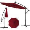 Giantex 10 ft Offset Patio Umbrella with 112 Solar Meteor Shower Lights, Outdoor Cantilever Umbrellas with 8 Ribs, Easy Tilt Adjustment, Hanging Market Umbrella for Backyard Garden Lawn Poolside(Burgundy)