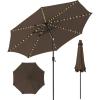 Giantex 10 ft Patio Umbrella with 112 Solar Meteor Shower Lights, Outdoor Table Market Umbrellas with 8 Ribs, Tilt Adjustment, Crank Handle, for Backyard Garden Lawn Poolside(Coffee)