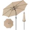 Giantex 10 ft Patio Umbrella with 112 Solar Meteor Shower Lights, Outdoor Table Market Umbrellas with 8 Ribs, Tilt Adjustment, Crank Handle, for Backyard Garden Lawn Poolside(Beige)