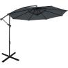 Giantex 10FT Patio Offset Umbrella, 8 Ribs Cantilever Umbrella Outdoor w/Crank, Cross Base, Tilt Adjustment, Large Hanging Market Umbrella for Poolside, Yard, Lawn, Garden(Gray)
