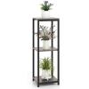 Giantex 3 Tier Tall Plant Stand Indoor, 36 Inch Corner Plant Holder with Drawer & Metal Frame, Modern Plant Shelf for Multiple Flower Pots, Square Plant Tables for Balcony, Living room, 1 Pack(Grey-Open Shelf)