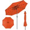 Giantex 9ft/10ft Outdoor Patio umbrella with Solar Lights, Table Market Umbrella with Crank and Push-button Tilt System, Solar LED Lighted Patio Umbrella for Backyard Deck Pool Beach(Orange)