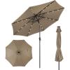 Giantex 9ft/10ft Outdoor Patio umbrella with Solar Lights, Table Market Umbrella with Crank and Push-button Tilt System, Solar LED Lighted Patio Umbrella for Backyard Deck Pool Beach(Tan)