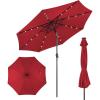 Giantex 9ft/10ft Outdoor Patio umbrella with Solar Lights, Table Market Umbrella with Crank and Push-button Tilt System, Solar LED Lighted Patio Umbrella for Backyard Deck Pool Beach(Burgundy)