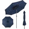 Giantex 9ft/10ft Outdoor Patio umbrella with Solar Lights, Table Market Umbrella with Crank and Push-button Tilt System, Solar LED Lighted Patio Umbrella for Backyard Deck Pool Beach(Navy)