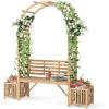 Giantex Outdoor Bench with Garden Arch & Planters, Wooden Pergola Archway, Outdoor Trellis for Climbing Plants, Patio Decorative Arbor Arch for Backyard Lawn (Arched,Natural,73″x22″x80″)(Natural)