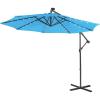 Giantex Patio Umbrella 10 Ft, Pool Umbrellas with 32 LED Lights Solar Powered Offset Umbrella, 8 Ribs Cantilever Umbrella with Tilting Adjustment, Heavy-Duty Outdoor Umbrellas(Blue)