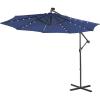 Giantex Patio Umbrella 10 Ft, Pool Umbrellas with 32 LED Lights Solar Powered Offset Umbrella, 8 Ribs Cantilever Umbrella with Tilting Adjustment, Heavy-Duty Outdoor Umbrellas(Navy)
