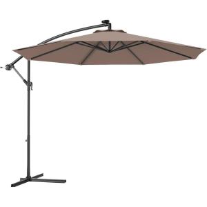 Giantex 10ft Offset Patio Umbrella with Cross Base, Tan, Polyester Fabric, 96% Sunlight Protection(Tan)