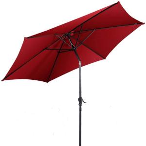 Giantex 10ft Outdoor Patio Umbrella, Market Table Umbrella with Tilt Adjustment and Crank, 180G Polyester, Garden Canopy for Deck Backyard Pool Indoor Outdoor (Blue)(Burgundy)