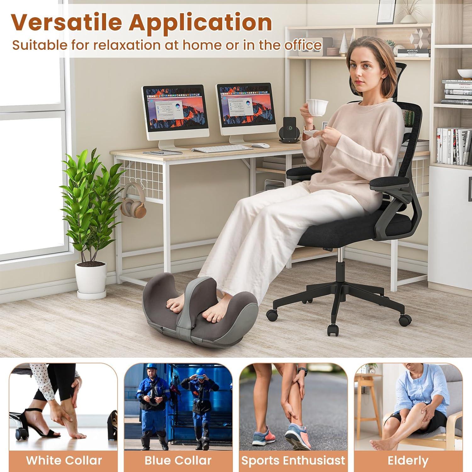 image:imageGiantex Foot Massager with Heat Calf Massager with 3 Massage Intensity Vibration Detachable Middle Sponge Shiatsu Kneading Electric Massager for Thigh Arm Waist Relax Gifts for WomenMen GreyGrey