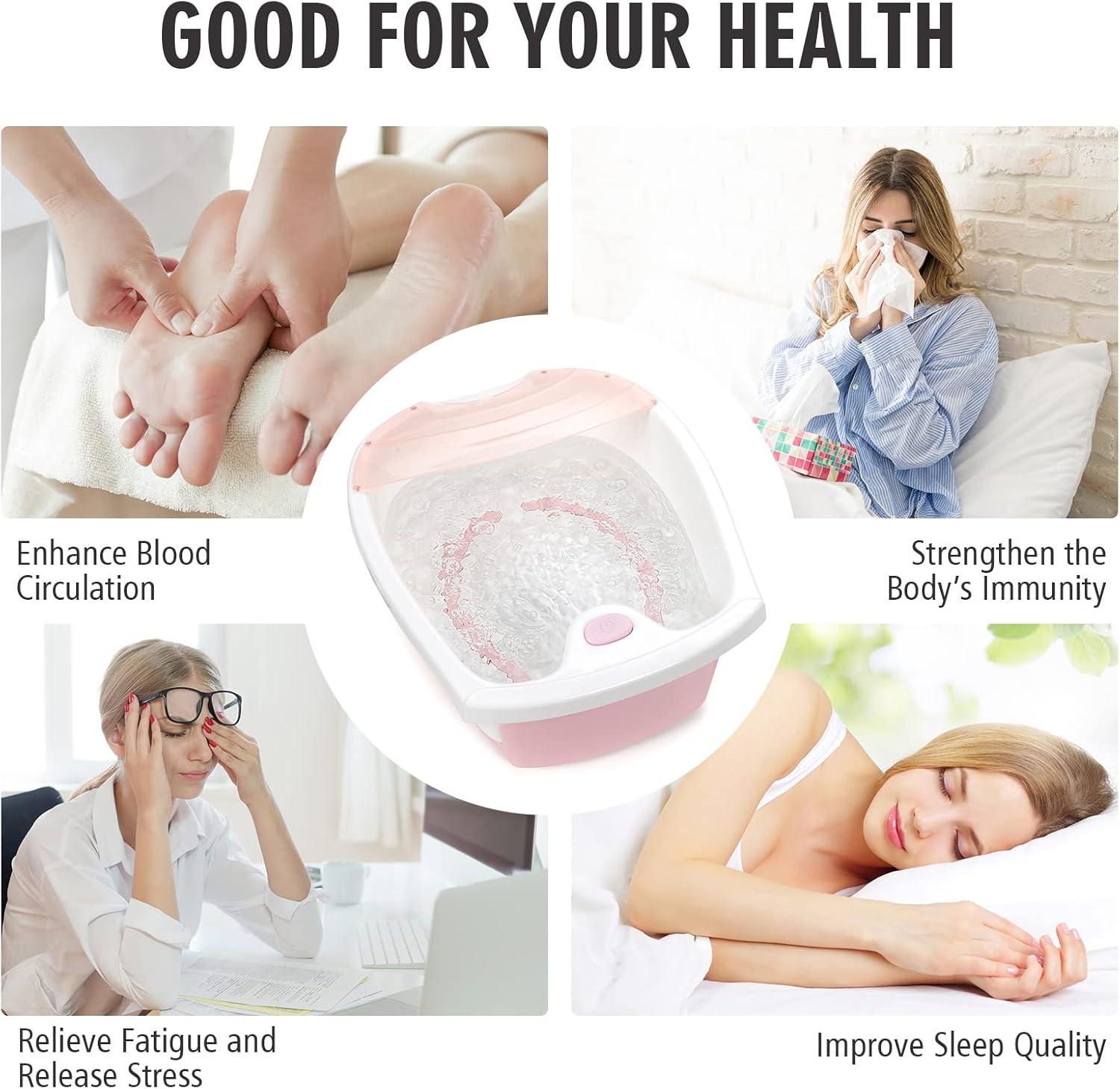 image:imageGiantex Foot Spa Bath WSmooth Bubble Massage Massage Nodes amp Arch Splash Guard ToeTouch Control Heat Maintenance Portable Home Spa Tired Relieve Promote Blood Circulation Feet Soaker Pink