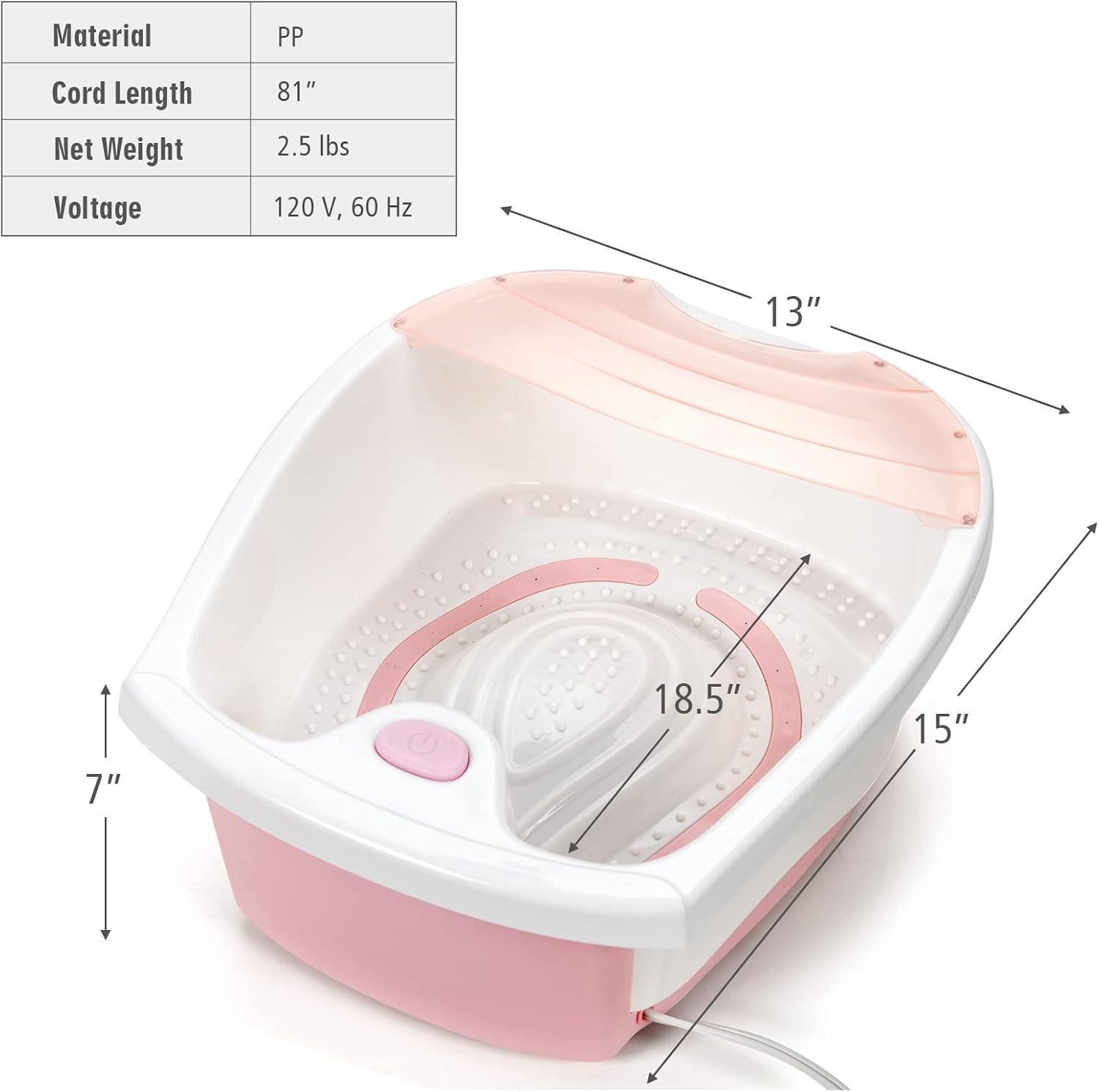 image:imageGiantex Foot Spa Bath WSmooth Bubble Massage Massage Nodes amp Arch Splash Guard ToeTouch Control Heat Maintenance Portable Home Spa Tired Relieve Promote Blood Circulation Feet Soaker Pink