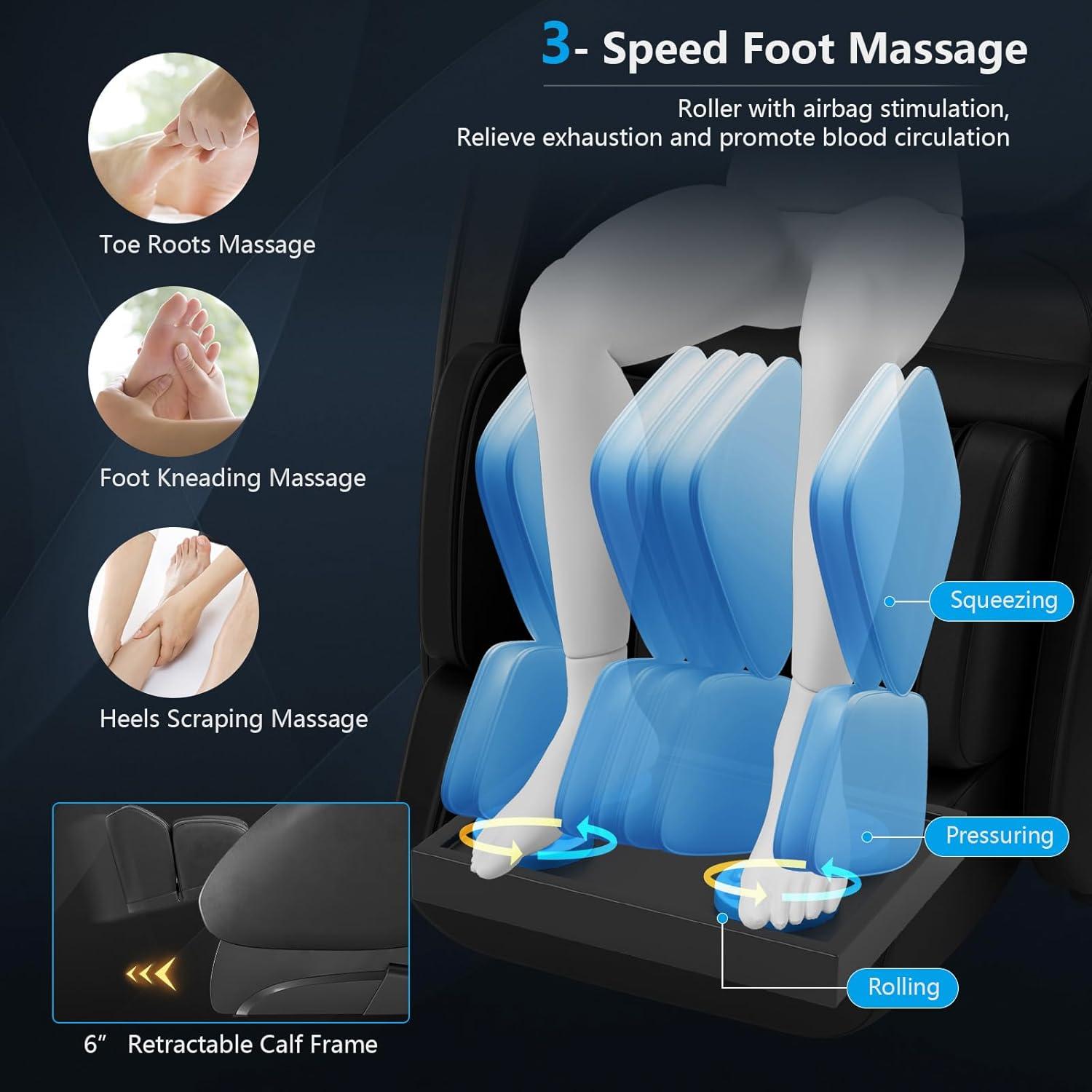 image:imageGiantex Full Body Massage Chair Zero Gravity SL Track Massage Recliner with Negative Ion Generator Auto Shoulder Detector USB Chargeing Airbags Bluetooth Music Player Back Heater BrownBlack