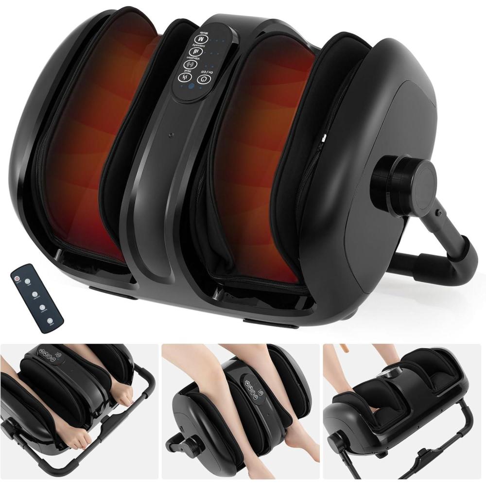 image:imageGiantex Foot Massager with Heat Calf Massager with Remove Control 2 Vibration Options 5 Mode amp 5 Compression Intensity 360Adjustable Stand Shiatsu Foot Massage Machine for Calf Arm Relax GreyBlack
