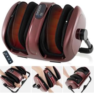 Giantex Foot Massager with Heat, Calf Massager with Remove Control, 2 Vibration Options, 5 Mode & 5 Compression Intensity, 360°Adjustable Stand, Shiatsu Foot Massage Machine for Calf Arm Relax (Grey)(Red)