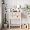 Giantex Entryway Table with Storage, Rustic Small Console Table w/ 3 Drawers & Open Bottom Shelf, Skinny Wood Console Table, Narrow Sofa Side Table for Living Room, Foyer, Hallway, Entry Table, Beige(Beige)