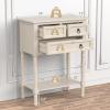 Giantex Entryway Table with Storage, Rustic Small Console Table w/ 3 Drawers & Open Bottom Shelf, Skinny Wood Console Table, Narrow Sofa Side Table for Living Room, Foyer, Hallway, Entry Table, Beige(Beige)