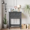 Giantex Entryway Table with Storage, Rustic Small Console Table w/ 3 Drawers & Open Bottom Shelf, Skinny Wood Console Table, Narrow Sofa Side Table for Living Room, Foyer, Hallway, Entry Table, Beige(Grey)