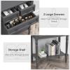 Giantex Entryway Table with Storage, Rustic Small Console Table w/ 3 Drawers & Open Bottom Shelf, Skinny Wood Console Table, Narrow Sofa Side Table for Living Room, Foyer, Hallway, Entry Table, Beige(Grey)