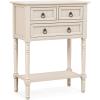 Giantex Entryway Table with Storage, Rustic Small Console Table w/ 3 Drawers & Open Bottom Shelf, Skinny Wood Console Table, Narrow Sofa Side Table for Living Room, Foyer, Hallway, Entry Table, Beige(Beige)