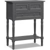 Giantex Entryway Table with Storage, Rustic Small Console Table w/ 3 Drawers & Open Bottom Shelf, Skinny Wood Console Table, Narrow Sofa Side Table for Living Room, Foyer, Hallway, Entry Table, Beige(Grey)