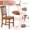 Giantex 3-Piece Wood Dining Table Set, Rustic Style Kitchen Table Set for 2-Person, Round Table with 2 Chairs, Walnut Finish Furniture Set Dinette Set for Kitchen, Dining Room, Breakfast Nook