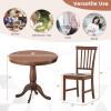 Giantex 3-Piece Wood Dining Table Set, Rustic Style Kitchen Table Set for 2-Person, Round Table with 2 Chairs, Walnut Finish Furniture Set Dinette Set for Kitchen, Dining Room, Breakfast Nook