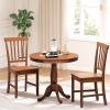 Giantex 3-Piece Wood Dining Table Set, Rustic Style Kitchen Table Set for 2-Person, Round Table with 2 Chairs, Walnut Finish Furniture Set Dinette Set for Kitchen, Dining Room, Breakfast Nook