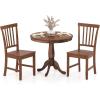 Giantex 3-Piece Wood Dining Table Set, Rustic Style Kitchen Table Set for 2-Person, Round Table with 2 Chairs, Walnut Finish Furniture Set Dinette Set for Kitchen, Dining Room, Breakfast Nook