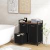 Giantex Laundry Hamper, Laundry Basket Organizer with 3 Pull-Out Removable Bags, Top Storage Shelf, Metal Frame, Laundry Sorter 3 Section for Laundry Room Bathroom Dorm, Rustic Brown & Black