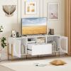 Giantex White TV Stand for TVs up to 70″, Modern Entertainment Center with Power Outlets, 2 Drawers, 2 Open Shelves, Cabinets & Cable Hole, Media Console Table for Living Room Bedroom
