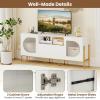 Giantex White TV Stand for TVs up to 70″, Modern Entertainment Center with Power Outlets, 2 Drawers, 2 Open Shelves, Cabinets & Cable Hole, Media Console Table for Living Room Bedroom