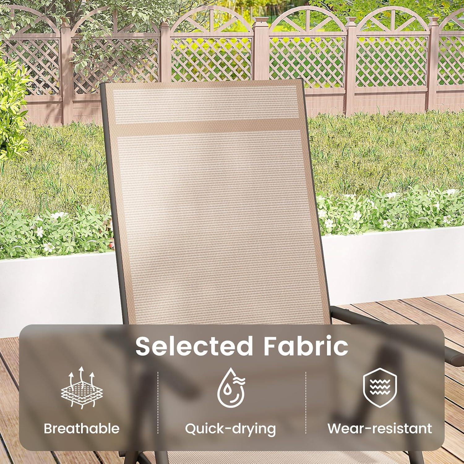 image:imageGiantex 2 Pack Folding Patio Chairs High Back Outdoor Chairs with 7Level Adjustable High Backrest Portable Reclining Chairs for Lawn Porch Garden Poolside Camping No Assembly BlackBrown