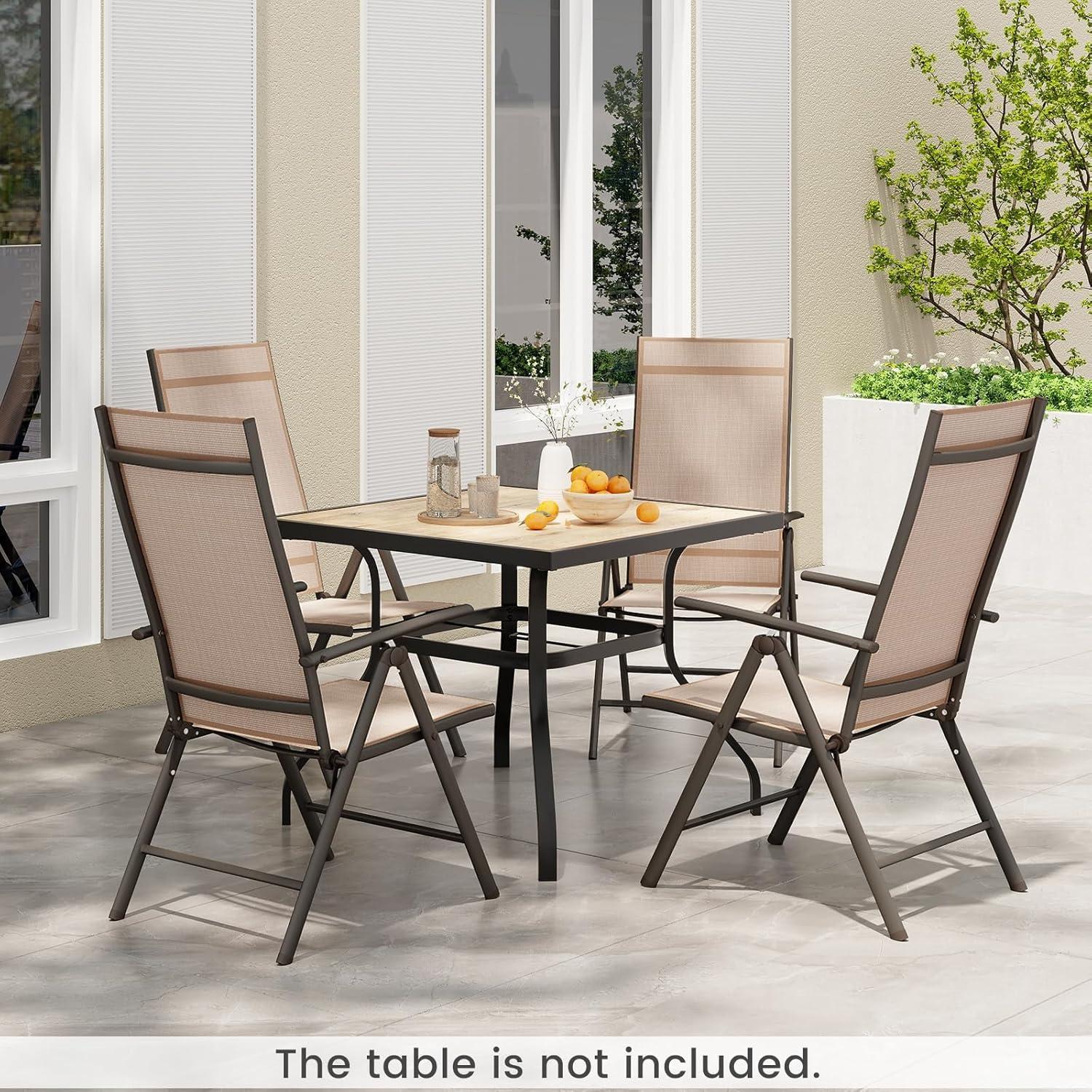 image:imageGiantex 2 Pack Folding Patio Chairs High Back Outdoor Chairs with 7Level Adjustable High Backrest Portable Reclining Chairs for Lawn Porch Garden Poolside Camping No Assembly BlackBrown