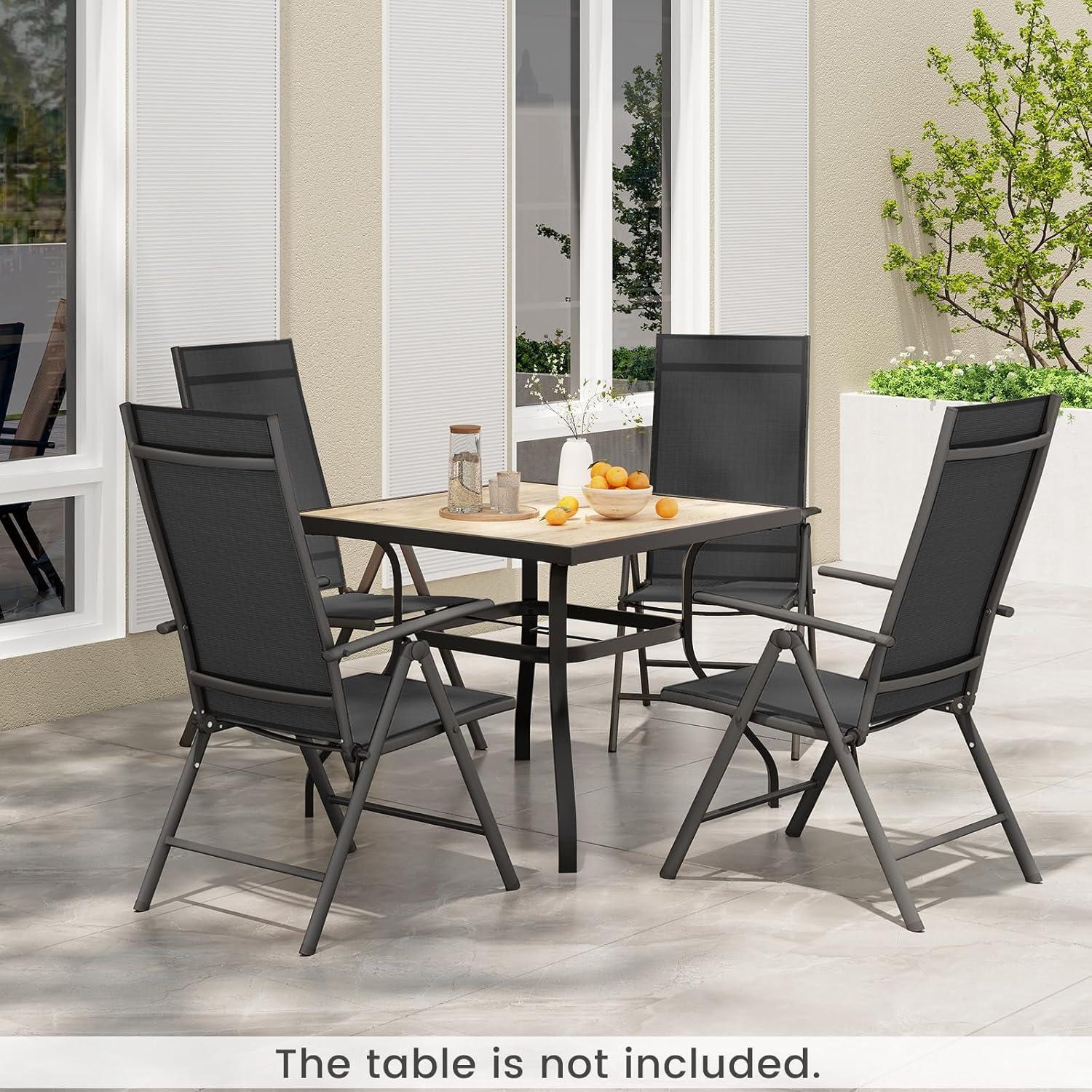 image:imageGiantex 2 Pack Folding Patio Chairs High Back Outdoor Chairs with 7Level Adjustable High Backrest Portable Reclining Chairs for Lawn Porch Garden Poolside Camping No Assembly BlackBlack