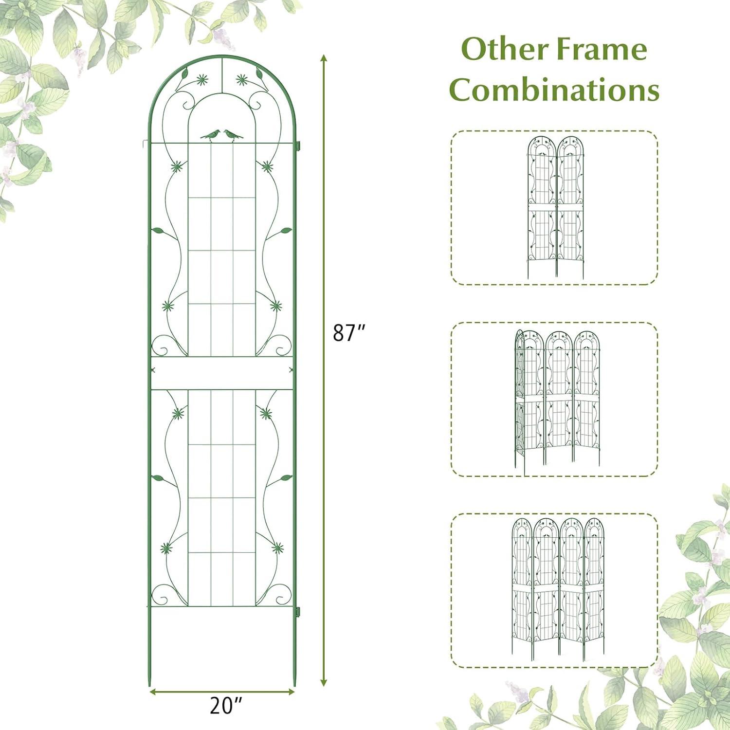 image:imageGiantex 2 Pack Garden Trellis 59 FT Tall Galvanized Steel Trellis for Climbing Plants Outdoor for Patio Lawn Wall Decor Plant Trellis for Vine Cucumber Tomato Flower Clematis Roses WhiteGreen