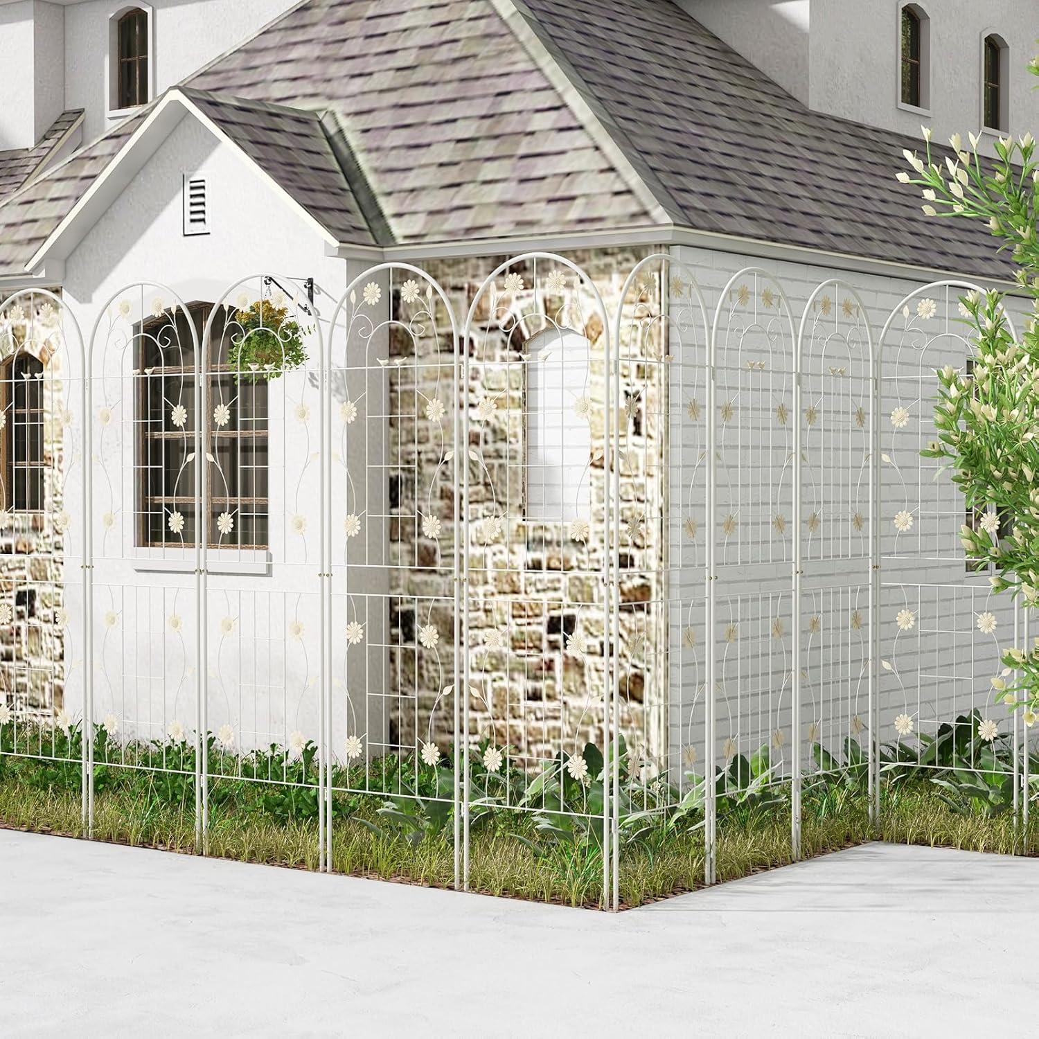 image:imageGiantex 2 Pack Garden Trellis 59 FT Tall Galvanized Steel Trellis for Climbing Plants Outdoor for Patio Lawn Wall Decor Plant Trellis for Vine Cucumber Tomato Flower Clematis Roses WhiteWhite