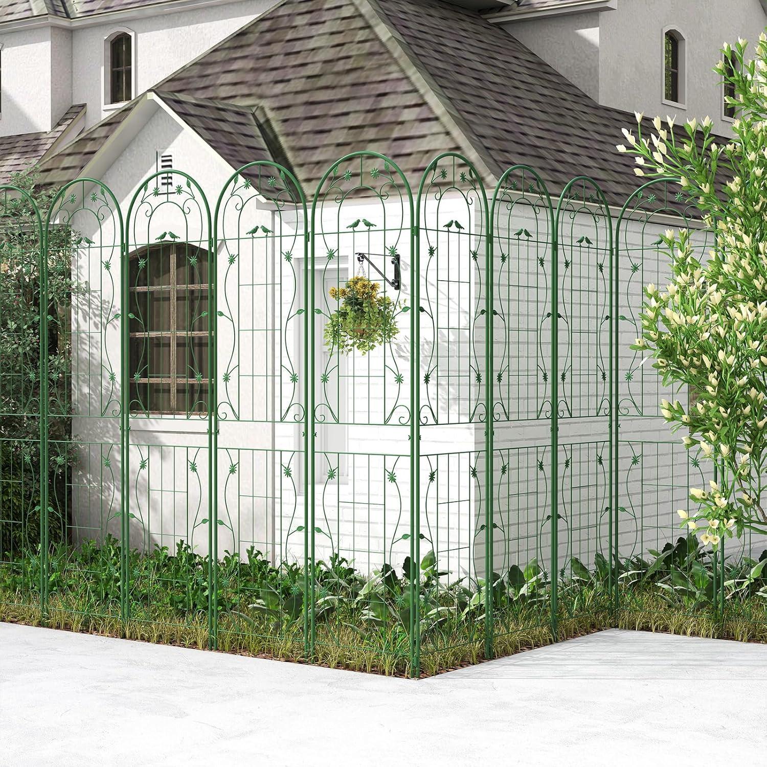 image:imageGiantex 2 Pack Garden Trellis 59 FT Tall Galvanized Steel Trellis for Climbing Plants Outdoor for Patio Lawn Wall Decor Plant Trellis for Vine Cucumber Tomato Flower Clematis Roses WhiteGreen