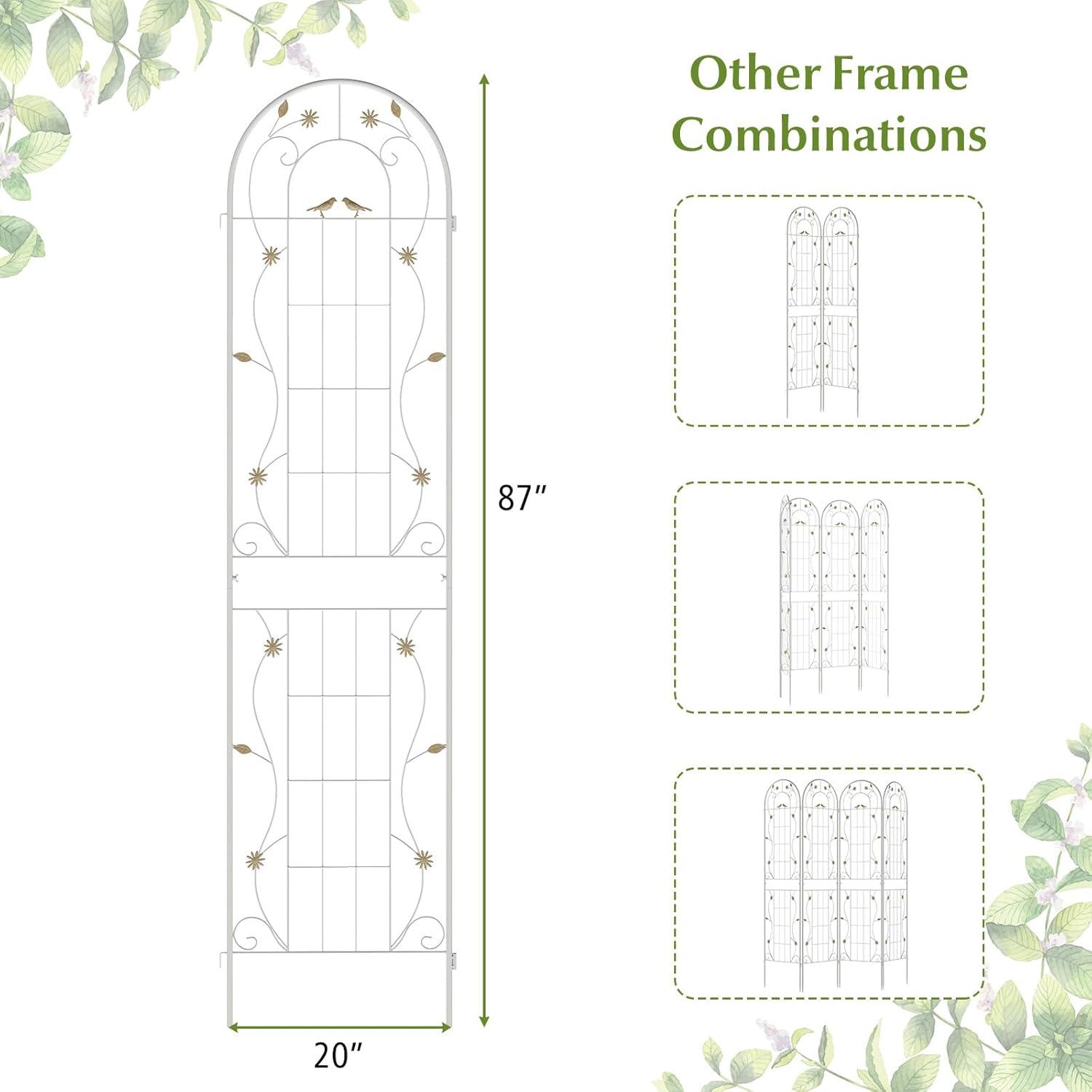 image:imageGiantex 2 Pack Garden Trellis 59 FT Tall Galvanized Steel Trellis for Climbing Plants Outdoor for Patio Lawn Wall Decor Plant Trellis for Vine Cucumber Tomato Flower Clematis Roses WhiteWhite